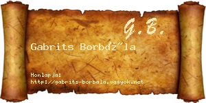 Gabrits Borbála névjegykártya